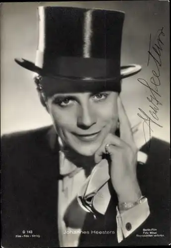 Ak Schauspieler Johannes Heesters, Portrait mit Zylinder