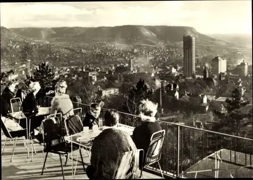 Ak Jena in Thüringen, Blick von der Gaststätte Landgrafen, Terrasse, Turm