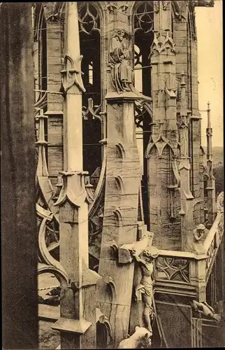 Ak Meißen in Sachsen, Der Dom zu Meißen, Detail vom Mittelbau und Südturm auf der Terrassenhöhe