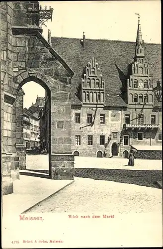 Ak Meißen an der Elbe, Blick nach dem Markt