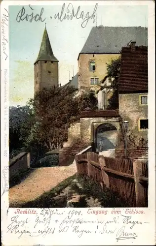 Ak Rochlitz an der Mulde, Eingang zum Schloss