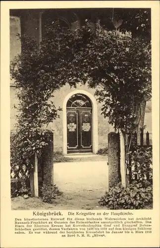 Ak Königsbrück in der Oberlausitz, Blick auf Kriegstür an der Hauptkirche