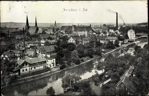 Ak Zwickau in Sachsen, Panorama vom Ort