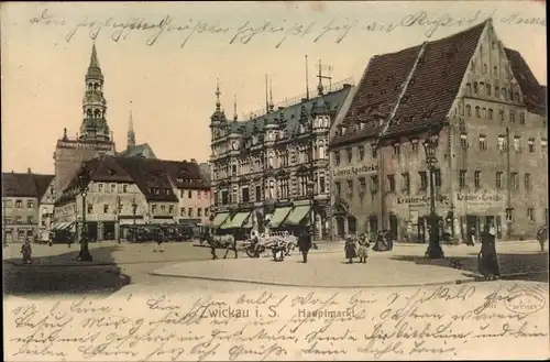 Ak Zwickau in Sachsen, Hauptmarkt, Löwen-Apotheke, Kräuter-Gewölbe