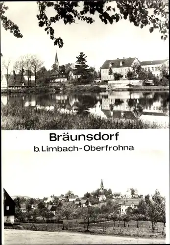 Ak Bräunsdorf Limbach Oberfrohna Sachsen, Teilansichten, Kirche