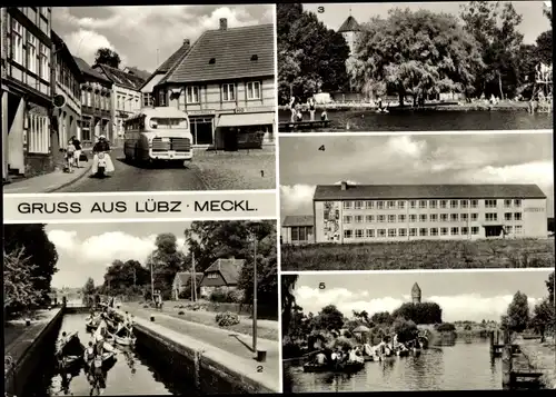 Ak Lübz in Mecklenburg, Rudolf-Breitscheidt-Straße, Bad, Schleuse, Oberschule III