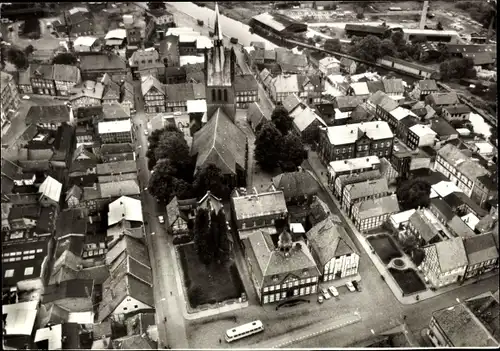 Ak Grabow in Mecklenburg, Fliegeraufnahme, Kirche