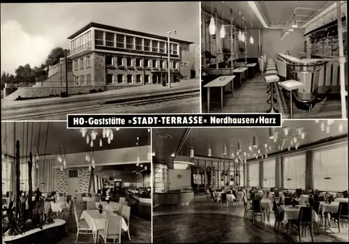 Ak Nordhausen Harz, HO Gaststätte Stadt Terrasse, Bar, Innenansichten