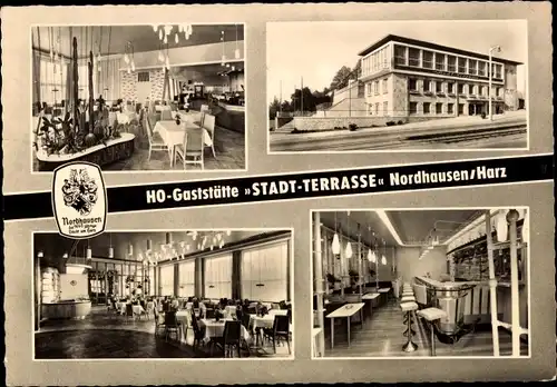 Ak Nordhausen Harz, HO Gaststätte Stadt Terrasse, Bar, Innenansichten