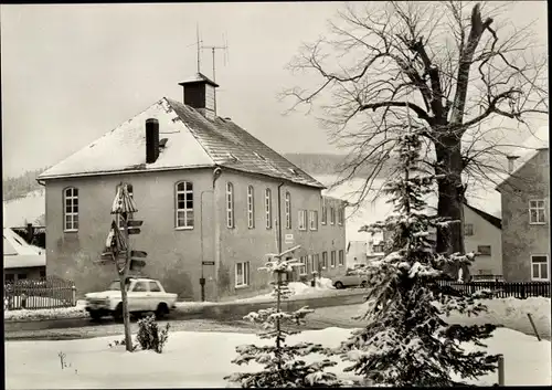 Ak Crottendorf Erzgebirge, Gaststätte Glashütte, Winter, Schnee