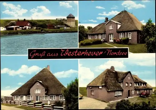 Ak Westerhever Nordfriesland, Wohnhäuser
