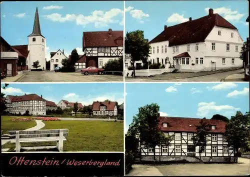 Ak Ottenstein Weserbergland, Kirche, Fachwerkhaus, Gasthof