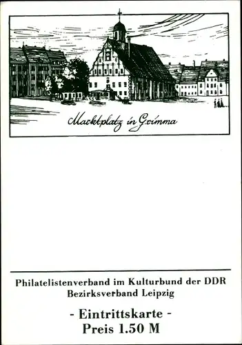 Ak Grimma in Sachsen, Marktplatz, Philatelistenverband, Eintrittskarte