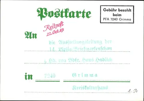 Ak Grimma in Sachsen, Marktplatz, Philatelistenverband, Eintrittskarte