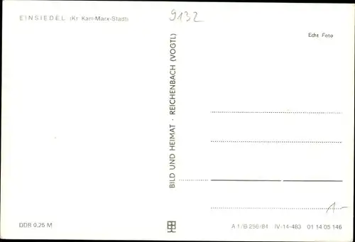 Ak Einsiedel Karl Marx Stadt Chemnitz in Sachsen, Flusspartie, Kirchturm, Häuser