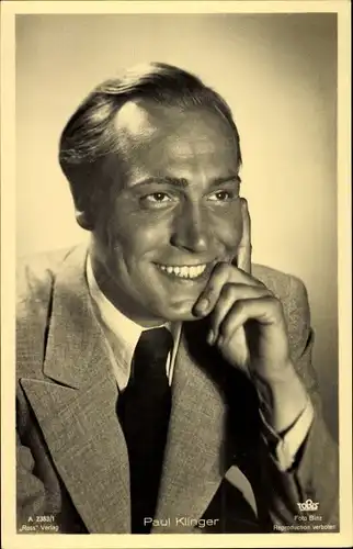 Ak Schauspieler Paul Klinger, Portrait im Anzug, Ross Verlag A 2383 1