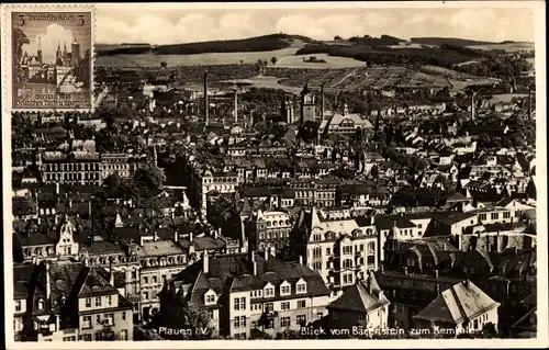 Ak Plauen Vogtland, Blick vom Bärenstein zum Kemmler, Stadtpanorama