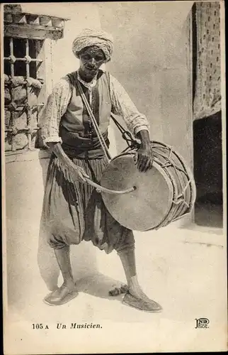 Ak Mostaganem Oran Algerien, Un Musicien, Musiker mit Trommel