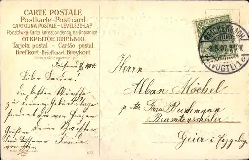 Präge Ak Modeste Gage d'Amitié, Tauben, Veilchen, Auto