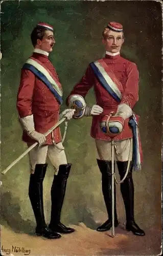 Studentika Künstler Ak Mühlberg, Georg, Die Herren Chargierten, Studenten