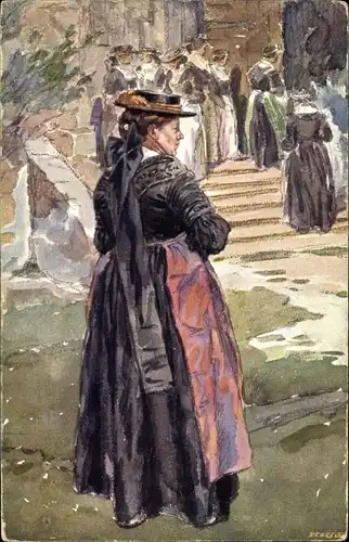 Künstler Ak Kaspar, Adolf, österr. ung. Volkstypen, Gastein Pongauer Trachten, Frau