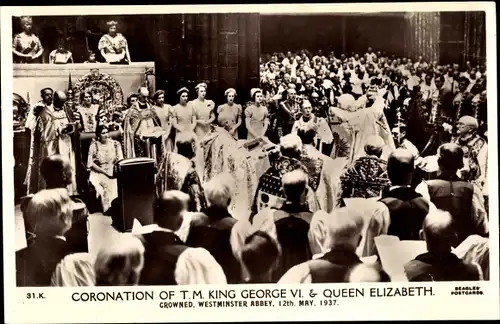 Ak King George VI and Queen Elizabeth, Crowning Ceremony in Westminster Abbey 1937