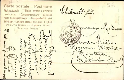 Ak Ne m'oubliez pas, Tauben, Vergissmeinnicht