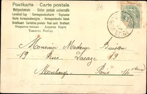 Präge Litho Engel, Tauben, Vergissmeinnicht