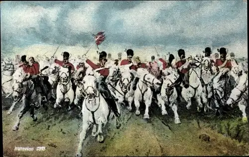 Ak Waterloo Wallonisch Brabant, Schottische Kavallerie, 1815