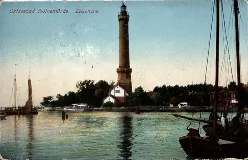 Ak Świnoujście Swinemünde Pommern, Leuchtturm