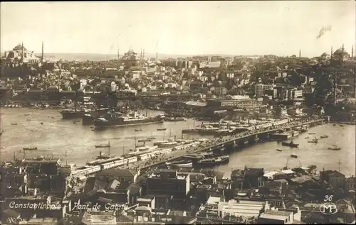Ak Konstantinopel Istanbul Türkei, Pont de Galata, Brücke, Stadtansicht