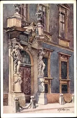 Künstler Ak Wien Österreich, Eingang des Barockportals Lichtensteinpalais