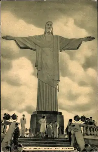 Ak Rio de Janeiro Brasilien, Monum. Cristo Redentor
