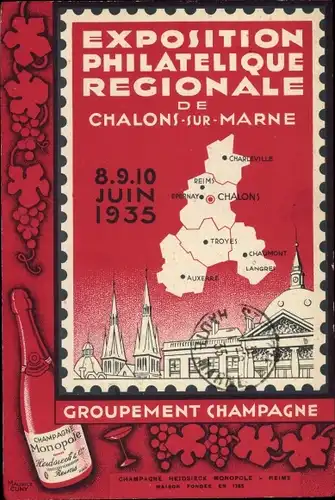 Briefmarken Ak Exposition Philatelique Regionale de Chalons sur Marne, Groupement Champagne