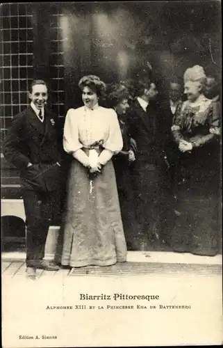 Ak Biarritz Pyrénées Atlantiques, Alfonso XIII, Alphonse XIII et la Princesse Ena de Battenberg