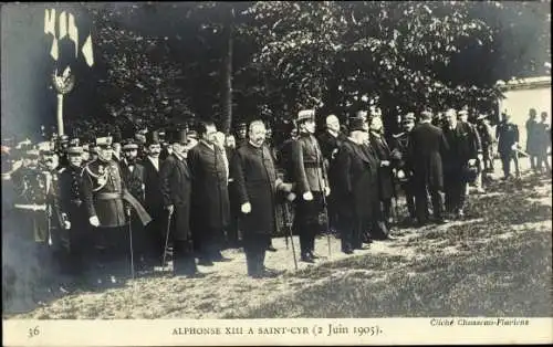 Ak Alphonse XIII a Saint Cyr, 2 Juin 1905