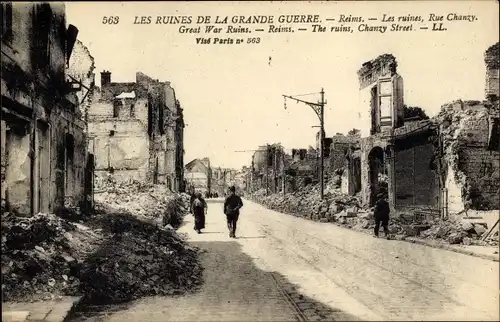 Ak Reims Marne, Ruines, Rue Chanzy, Kriegszerstörung I. WK