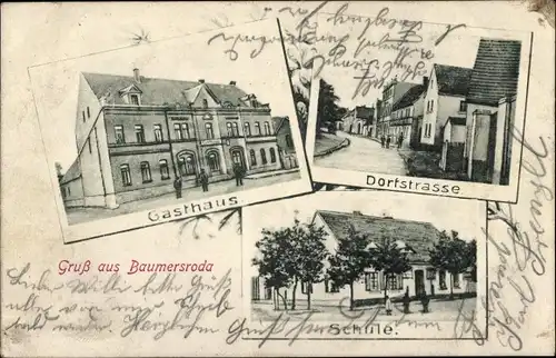 Ak Baumersroda Gleina Burgenlandkreis, Gasthaus, Dorfstraße, Schule