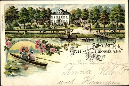 Litho Hamburg Bergedorf Billwerder, Billwerder Park, Restauration