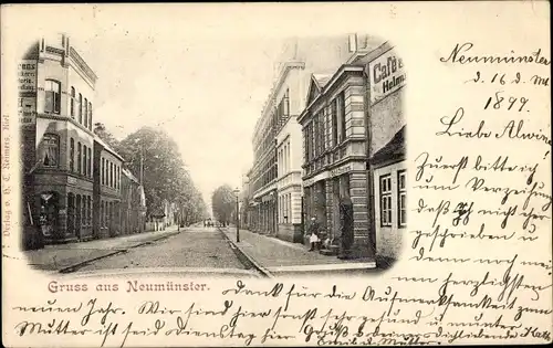 Ak Neumünster in Holstein, Straßenparie mit Cafe