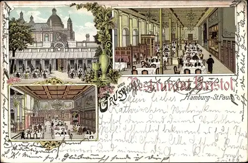 Litho Hamburg Mitte St. Pauli, Restaurant Bristol, Innenansicht