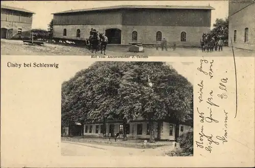 Ak Uelsby Ülsby in Schleswig, Hof von Amtsvorsteher J. Callsen, Gasthaus
