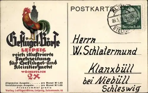 Ak Leipzig in Sachsen, Geflügel Börse, Hahn