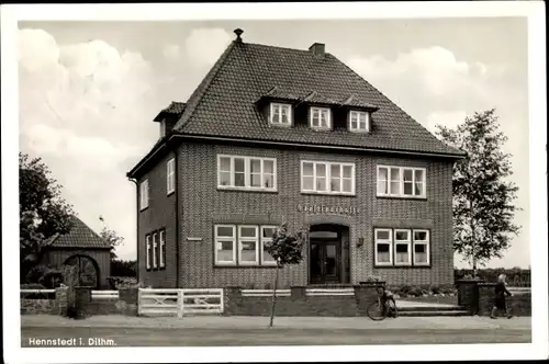 Ak Hennstedt in Dithmarschen, Norderdithmarscher Geestsparkasse