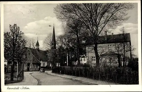 Ak Hennstedt in Dithmarschen, Straßenpartie im Ort