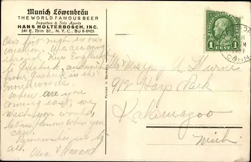 Künstler Ak Olshausen Schönberger, Münchner Löwen Bräu, Reklame