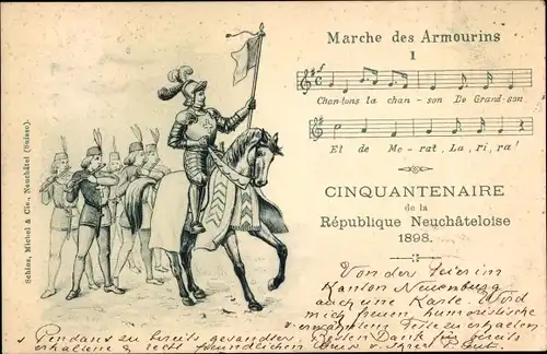 Lied Ak Marche des Armourins, Cinquantenaire de la Republicque Neuchateloise 1898