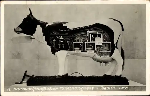 Foto Ak Berlin, Milchwirtschaftlicher Weltkongress 1937, Modell einer Kuh