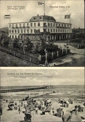 Ak Ostseebad Dahme in Holstein, Hotel und Pension Hamburger Heim, Strandpartie