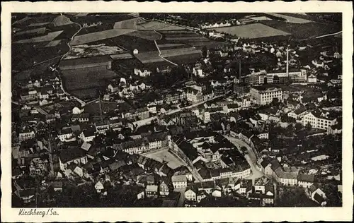 Ak Kirchberg in Sachsen, Fliegeraufnahme vom Ort